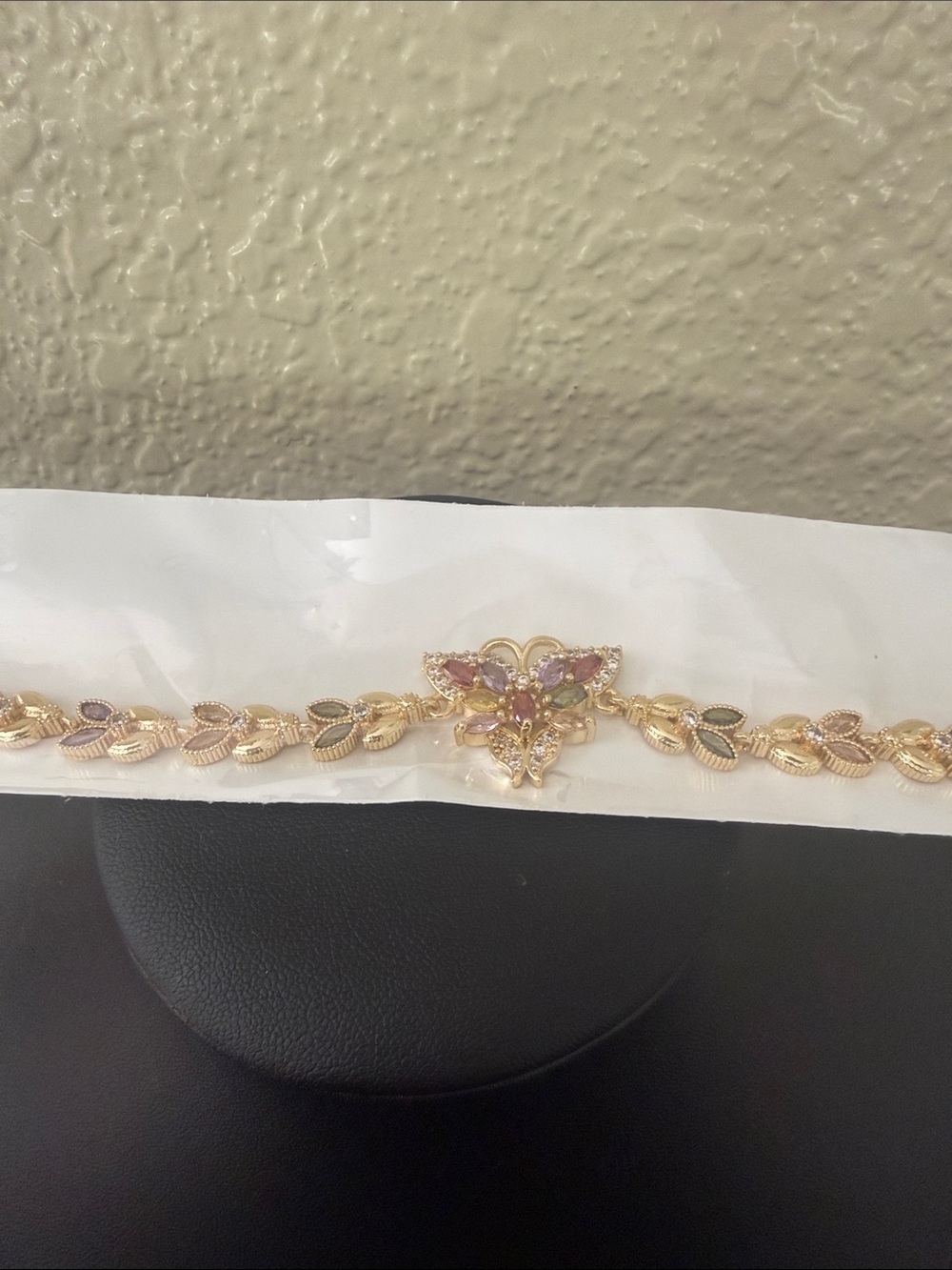 Gold Plated -multicolor stone Crystal Floral Bracelet - Women Jewelry